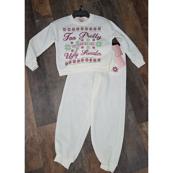Lucky You Girls Ugly Christmas Sweater Holiday Sweatsuit Size M (10) B10 - Picture 1 of 4